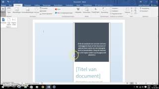 Voorkant maken in Word2016 [upl. by Enoryt]