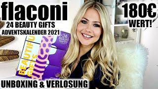 flaconi 24 BEAUTY GIFTS ADVENTSKALENDER 2021 Unboxing amp Verlosung [upl. by Reis746]