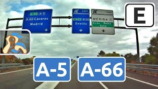 España A5 A66  ✕ Portugal  ✕ Mérida  ✕ N432 [upl. by Nauqet]