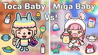 Toca Baby Vs Miga Baby🍼👶🏻👩🏻‍🍼 Routineเลี้ยงเบบี้ Toca Life World  Miga World 🌎 [upl. by Llirred]