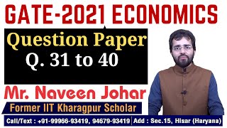 GATE 2021 ECONOMICS Paper Solution by former IIT Kharagpur Scholar gateconomicspaper2021solution [upl. by Akeem]