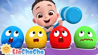 Surprise Eggs Song  Learn Colors and Vehicles for Kids  LiaChaCha Nursery Rhymes amp Baby Songs [upl. by Werner615]