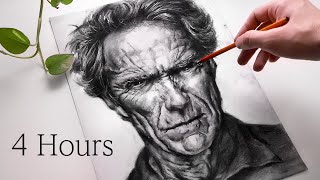 ASMR Drawing Clint Eastwood with Charcoal tingling sounds no talking [upl. by Aner358]