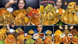 CHICKEN BIRYANI MUTTON BIRYANI EGG BIRYANI FISH BIRYANIKALEJI BIRYANI PRAWNS BIRYANI  mukbang [upl. by Benetta]