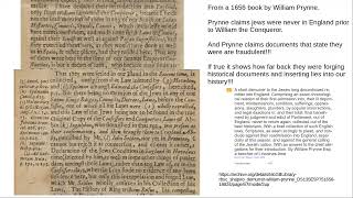 William Prynne  1656  states no jews in England prior to William the Conqueror [upl. by Janella]