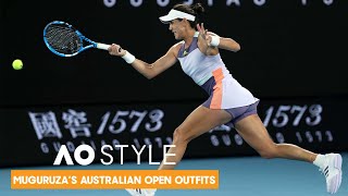 Fashion Hits Garbiñe Muguruzas Australian Open Outfits  AO Style [upl. by Ruhtracam]