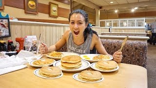 All You Can Eat Pancake Challenge  Girl vs Pancakes [upl. by Arraet445]