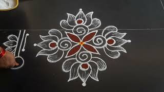 simple and easy lotus kolam 51dots small beautiful rangoli design daily muggulu Anusworld [upl. by Nirehtak346]