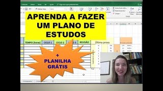 APRENDA A FAZER UM PLANO DE ESTUDOS  PLANILHA GRÁTIS [upl. by Leffen]