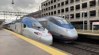 New VS Old Amtrak Acela Train 2173 Passes Alstom Avelia Liberty  New Haven Union Station 41621 [upl. by Benil]