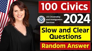 Practice 100 Civics Questions Random for US Citizenship interview 2024 [upl. by Jerrilyn]