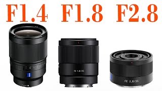 Sony Full Frame FE 35mm Lenses Compared  F14 vs F18 vs F28 [upl. by Hiltan]