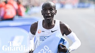 Eliud Kipchoge beats his own marathon world record by 30 seconds [upl. by Yrakaz]