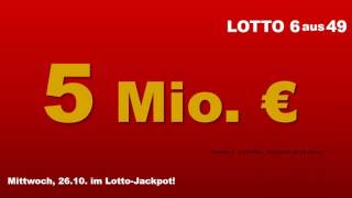 Lotto Ziehung Mittwoch 26102016 5000000 € im Jackpot [upl. by Digdirb208]