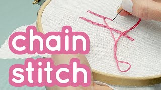 How to do Chain Stitch  Basics series 8  Embroidery for beginners  Tutorial [upl. by Able]