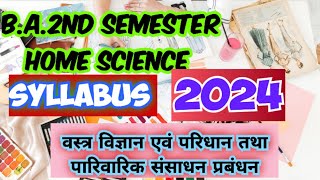 BA 1st Year Home science 2nd semester syllabus 2024 homescience  new home science syllabus 2024 [upl. by Silvain57]