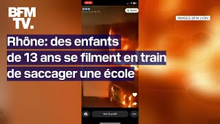 Des enfants de 13 ans se filment en train de saccager une école dans le Rhône [upl. by Hsinam]