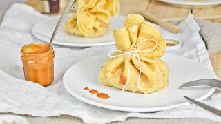 Crêpes pommes caramélisées Aumônières [upl. by Tsew]