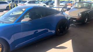 Porsche 992 GTS in Gentian Blue 992 GT3 sharp blue and a few rare classic Porsche 911 SC and targa [upl. by Orhtej]