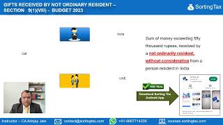 Gifts received by not ordinary resident  Section 91VIII  Budget 2023 [upl. by Holly-Anne723]