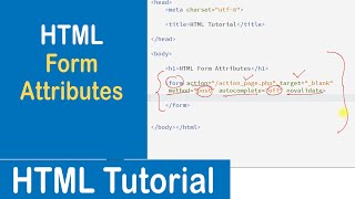 24 Form Attributes in HTML  Action  Target  Method  Autocomplete  Novalidate [upl. by Moorefield]