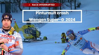 Alexis Pinturault  Wengen  Super G  2024  Crash [upl. by Schlosser]