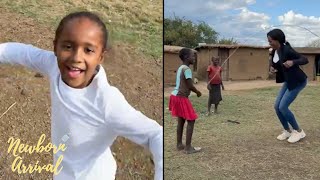 Kenya Moore Tries Jumping Rope While Touring African Village With Daughter Brooklyn 🌍 [upl. by Annavoeg]