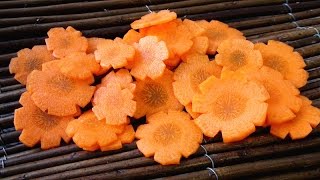 How To Make Carrot Flowers  Vegetable Carving Garnish  Sushi Garnish  Food Decoration [upl. by Yseulta]