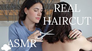 REAL HAIRCUT  asmr cutting brushing spray bottle [upl. by Tanya]