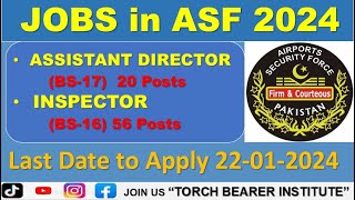 ASF Jobs 2024 Assistant Director ASF Jobs 2024 Inspector ASF Jobs 2024 ASF new Jobs 2024 [upl. by Esalb]