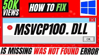 ✅How To Fix MSVCP100dll Missing ❌ Not Found Error☑️ Windows 10\11\7 💻 3264bit [upl. by Aelhsa410]