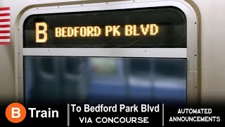 ᴴᴰ R160 B train to Bedford Park Boulevard  Bronx Bound Automated Announcements [upl. by Anaid]