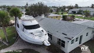 Hurricane Milton devastates the Manasota Key and Grove City Florida  Drone [upl. by Nosidam]