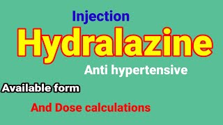 injection hydralazine available form and dose calculations anaesthesiawithbabar2576 [upl. by Sarine]