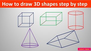 Draw 3D shapes step by step [upl. by Garrett]