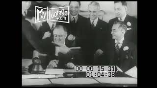 1935 Washington DC President Roosevelt Signs the New Constitution for the Philippines [upl. by Esiuolyram]