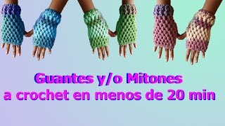 Guantes  mitones a crochet  en punto puff en 20 minutos [upl. by Rolyks]