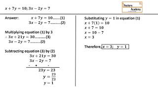 Class IX amp X Solving linear equations equating coefficients  elimination method [upl. by Esadnac]