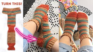 how to crochet socks using the EASIEST METHOD ever You will not believe this Beginner friendly [upl. by Erbma]