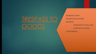 Trespass to Goods  Law of Torts  Easiest Explanation with case laws [upl. by Tezil255]