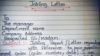 How To Write Joining letter For Job   Sample joining letter for a job  write a joining letter [upl. by Namsu655]