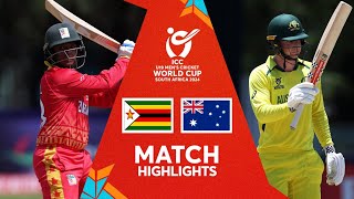 Zimbabwe v Australia  Match Highlights  U19 CWC 2024 [upl. by Vacuva]