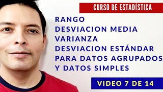 Medidas de dispersión Rango Desviación Media Varianza y Desviación Estándar [upl. by Notyard]