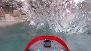 Lego Boat Hit By Huge Cannon Balls [upl. by Dnaltroc]