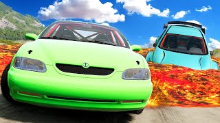 The HARDEST Lava Escape the Flood Challenge Up a Mountain in BeamNG Drive Mods [upl. by Kram]