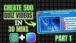 Create 500 MCQ Quiz Videos in 30 Mins Using ChatGPT amp Canva  How to Create Bulk Videos for Free [upl. by Alek746]