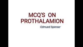 Prothalamion  Edmund Spenser  MCQs  PGTRBNET [upl. by Adniral959]