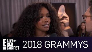 SZA Talks Overcoming Her Shyness at 2018 Grammys  E Red Carpet amp Award Shows [upl. by Atsirak]