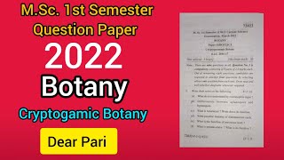 2022 MDU MSc Botany 1st Semester Question Paper  Cryptogamic Botany DearPari [upl. by Jo]