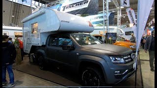 Volkswagen VW Amarok Tischer Trail RV Camping Cab box 240 Camping car walkaround  interior V2040 [upl. by Ylera]